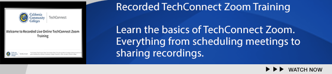 Recorded TechConnect Zoom Training - Learn the basics for TechConnect Zoom. Everything from scheduling meeting to sharing recordings.